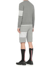 Milano Stitch 4-Bar Boxy Crew Neck Pullover Knit Top Grey - THOM BROWNE - BALAAN 4