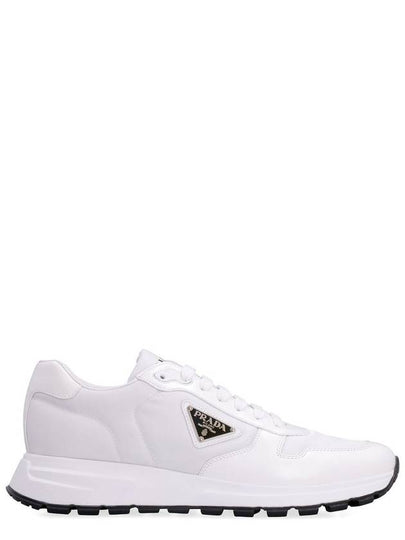 Prax 01 Re-Nylon Brushed Leather Low-Top Sneakers White - PRADA - BALAAN 2