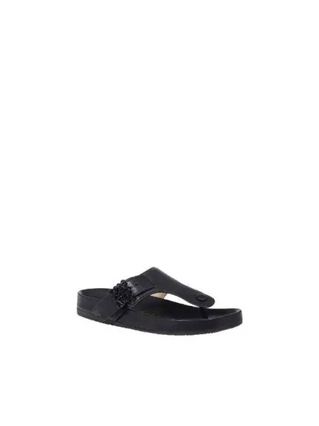 Anagram Thong Leather Flip Flop Sandals Black - LOEWE - BALAAN 4