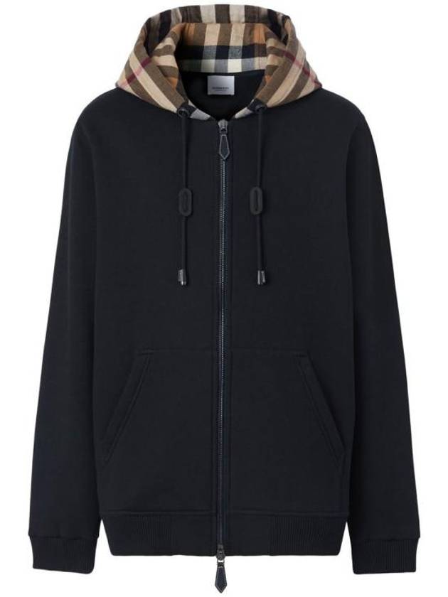 Check Hood Cotton Zip Up Hoodie Black Archive Beige - BURBERRY - BALAAN 2