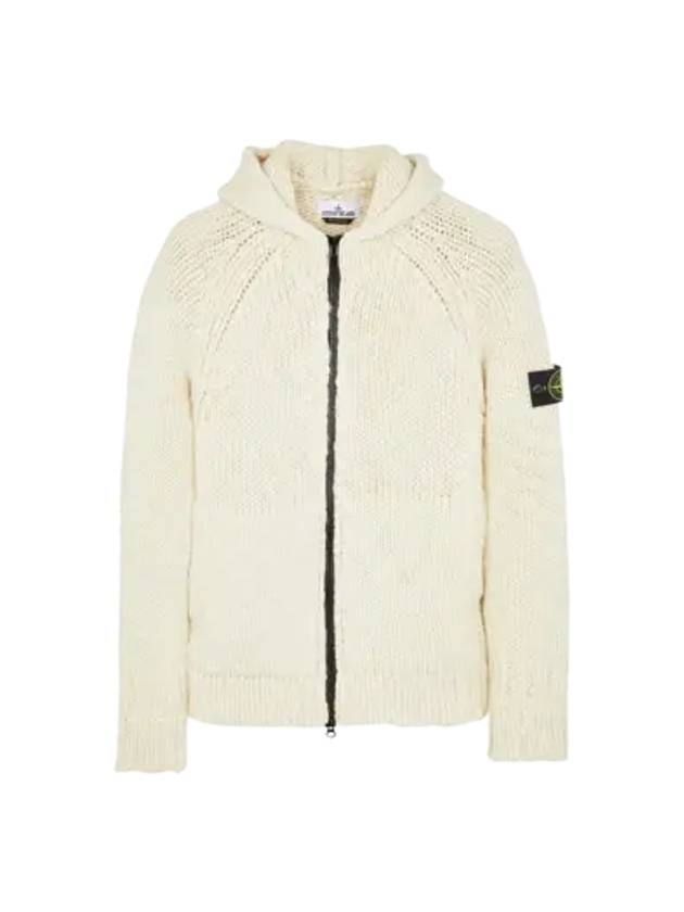 Compass Patch Zip Up Hooded Cardigan Beige - STONE ISLAND - BALAAN 3