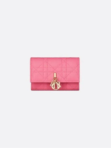 XS Lady Cannage Lambskin Half Wallet Pink - DIOR - BALAAN 1