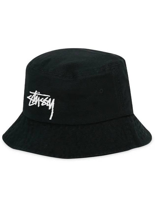 Men's Embroidered Logo Big Stock Bucket Hat Black - STUSSY - BALAAN 1
