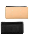 Stitched Zipper Leather Card Wallet Beige Black - MAISON MARGIELA - BALAAN 2