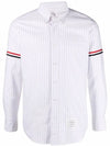 Oxford Armband Stripe Cotton Long Sleeve Shirt White - THOM BROWNE - BALAAN 3