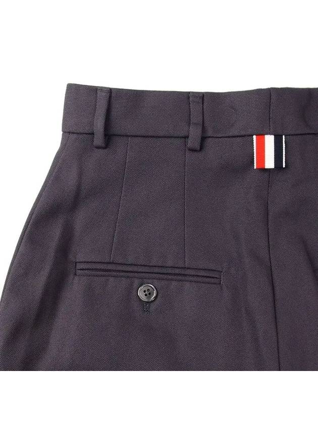 High Waist Cotton Canvas Straight Pants Dark Grey - THOM BROWNE - BALAAN 6