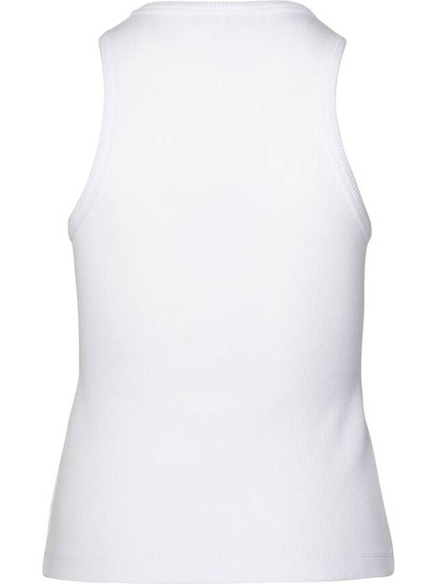 Graphic Rib Heart Tank Cotton Sleeveless White - GANNI - BALAAN 3