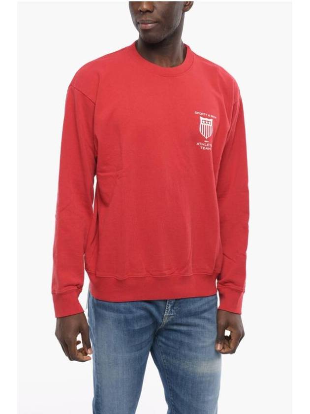 Athletic Team Crew Neck Cotton Sweatshirt Red - SPORTY & RICH - BALAAN 1