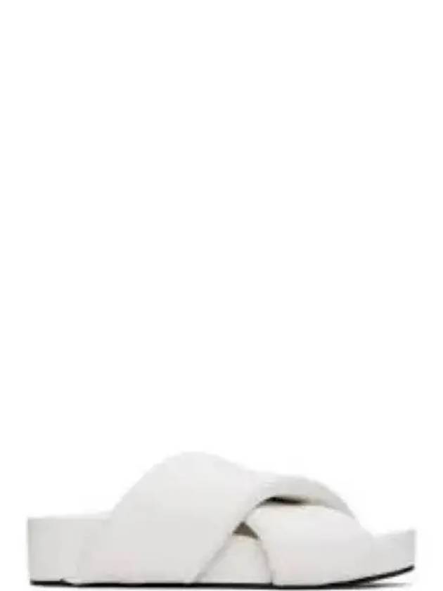 Women's Padded Slides Leather Slippers White - JIL SANDER - BALAAN 2