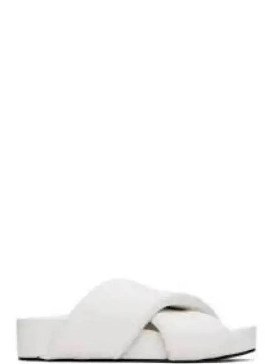 Women's Padded Slides Leather Slippers White - JIL SANDER - BALAAN 2