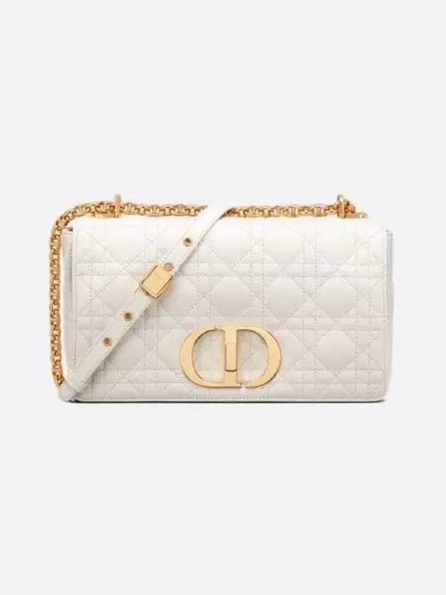 Women's Caro Supple Cannage Calfskin Medium Cross Bag Ivory - DIOR - BALAAN 2