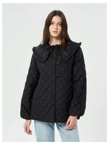 Ripstop quilt spring fall jacket black domestic product - GANNI - BALAAN 1