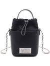 5AC Number Logo Texture Leather Bucket Bag Black - MAISON MARGIELA - BALAAN 3