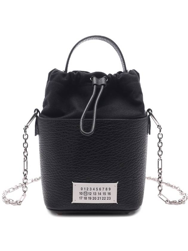 5AC Number Logo Texture Leather Bucket Bag Black - MAISON MARGIELA - BALAAN 3