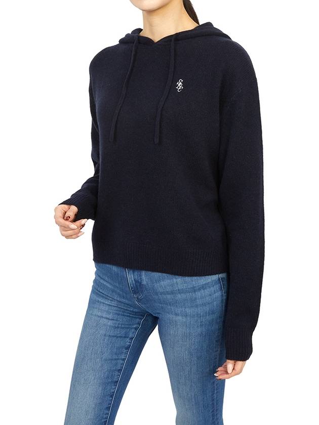 Embroidered Logo Cashmere Hoodie Navy - SPORTY & RICH - BALAAN 6