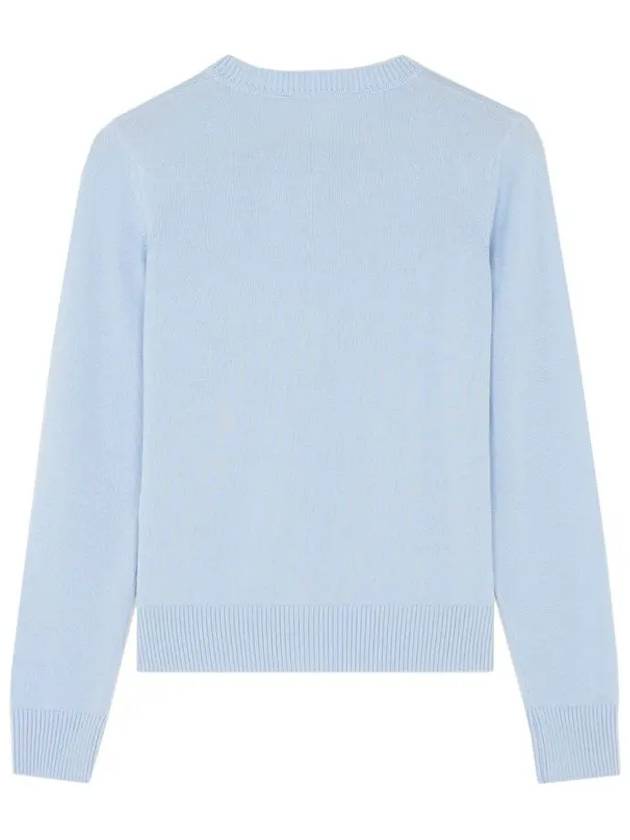 Double Fox Head Patch Round Neck Cardigan Pale Blue - MAISON KITSUNE - BALAAN 4