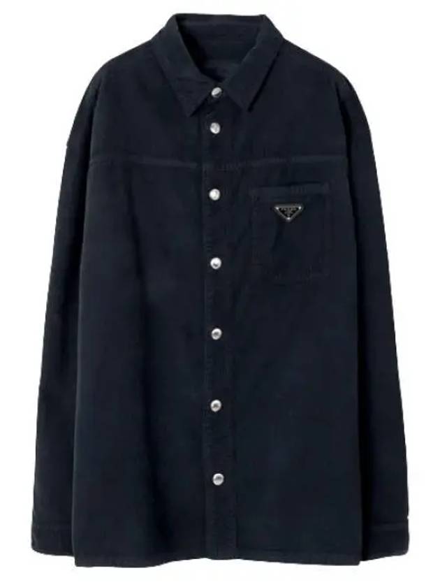 Triangular logo corduroy shirt men s long sleeve - PRADA - BALAAN 1