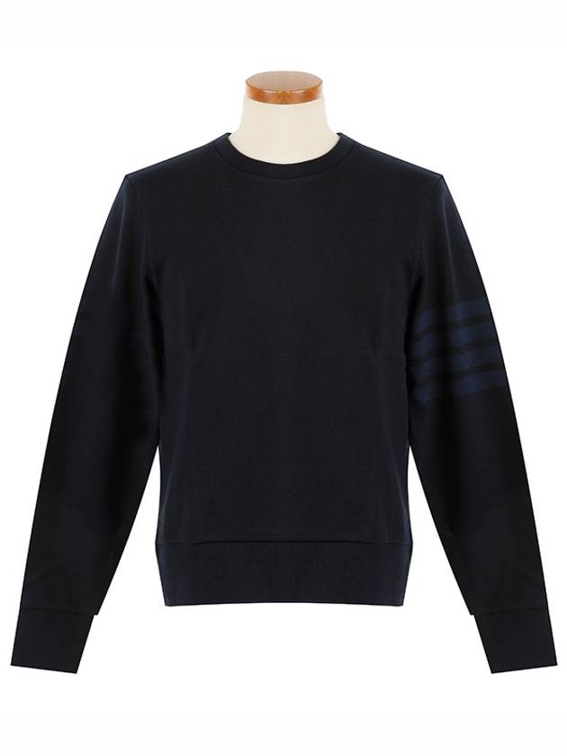 4 Bar Tonal Crew Neck Sweatshirt Navy - THOM BROWNE - BALAAN 2