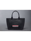 Three Stripe Tab Stripe Leather Tote Bag Black - THOM BROWNE - BALAAN 4