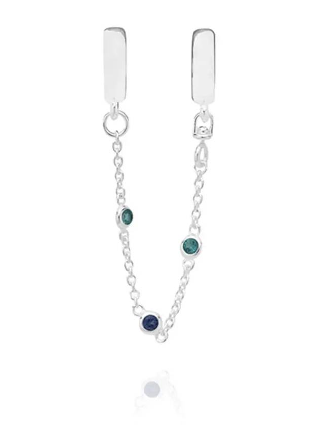 Triple Blue Stone Safety Chain Bracelet Charm Silver - PANDORA - BALAAN 4