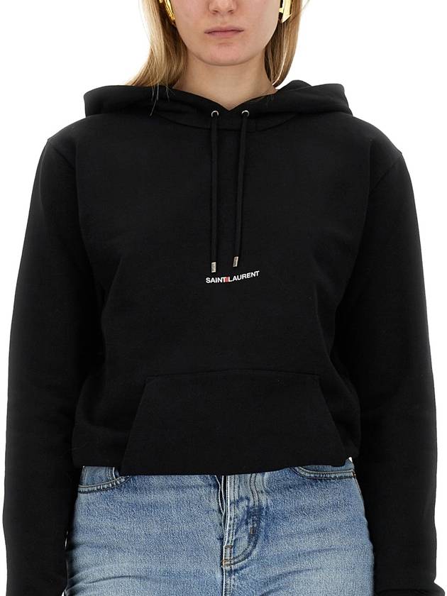 Signature Logo Hooded Top Black - SAINT LAURENT - BALAAN 6