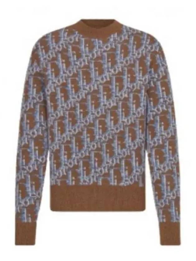 Oblique Wool Jacquard Knit Top Blue Brown - DIOR - BALAAN 2