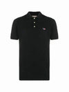 Tricolor Fox Patch Short Sleeve Polo Shirt Black - MAISON KITSUNE - BALAAN 2