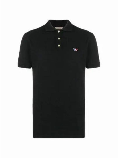 Tricolor Fox Patch Short Sleeve Polo Shirt Black - MAISON KITSUNE - BALAAN 2