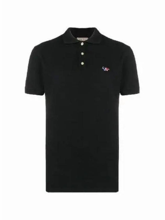 Tricolor Fox Patch Short Sleeve Polo Shirt Black - MAISON KITSUNE - BALAAN 2