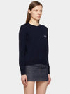 Women's Embroidered Logo Pullover Cotton Knit Top Black Navy - A.P.C. - BALAAN 4