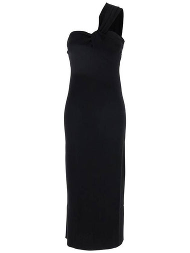 Black One-Shoulder Dress With Sweetheart Neckline In Viscose Blend Woman - P.A.R.O.S.H. - BALAAN 1