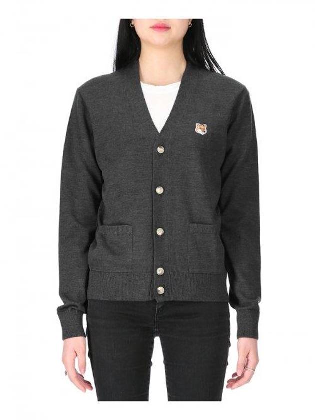 Fox Head Patch Classic Cardigan Anthracite - MAISON KITSUNE - BALAAN 5