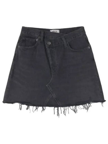 A Goldie Criss Cross Denim Skirt Washed Black Women s - AGOLDE - BALAAN 1