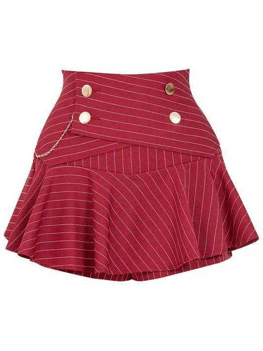 Women s Golf Wear Double Button Stripe Culotte Pants Wine - J JANE - BALAAN 2