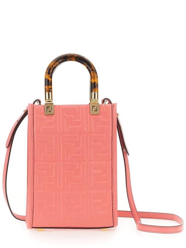 Sunshine FF Motif Small Leather Tote Bag Pink - FENDI - BALAAN 4