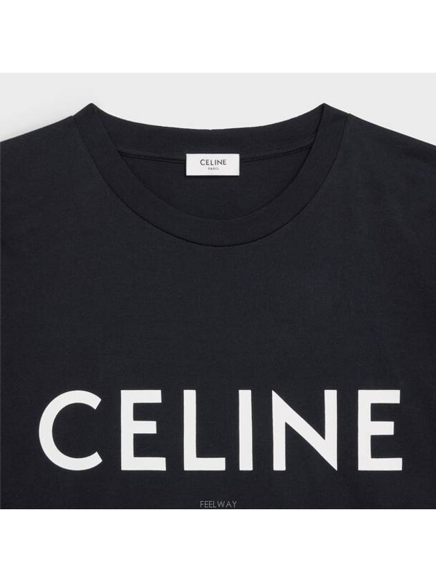 Cotton Jersey Loose Short Sleeve T-Shirt Black - CELINE - BALAAN 3