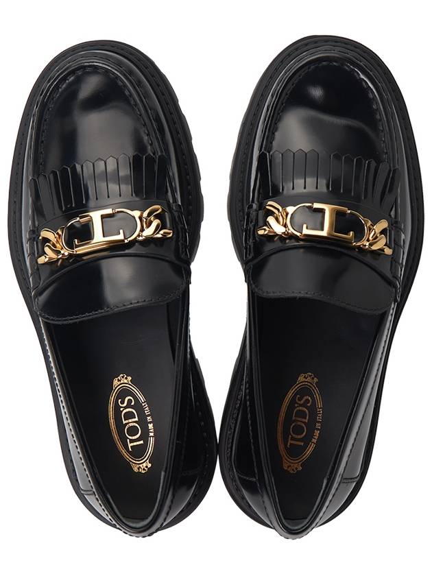 Leather Fringe Loafers Black - TOD'S - BALAAN 3