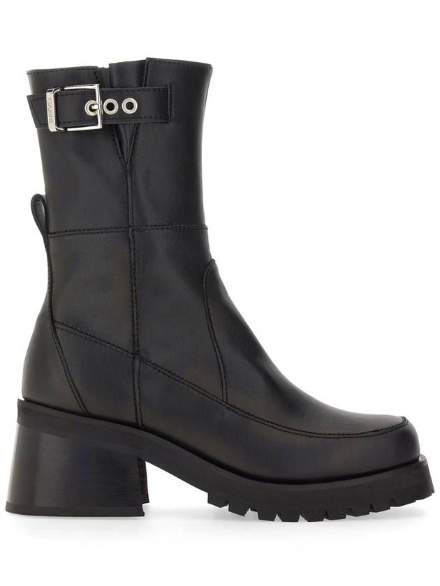 Buckle Leather Walker Boots Black - GANNI - BALAAN 2