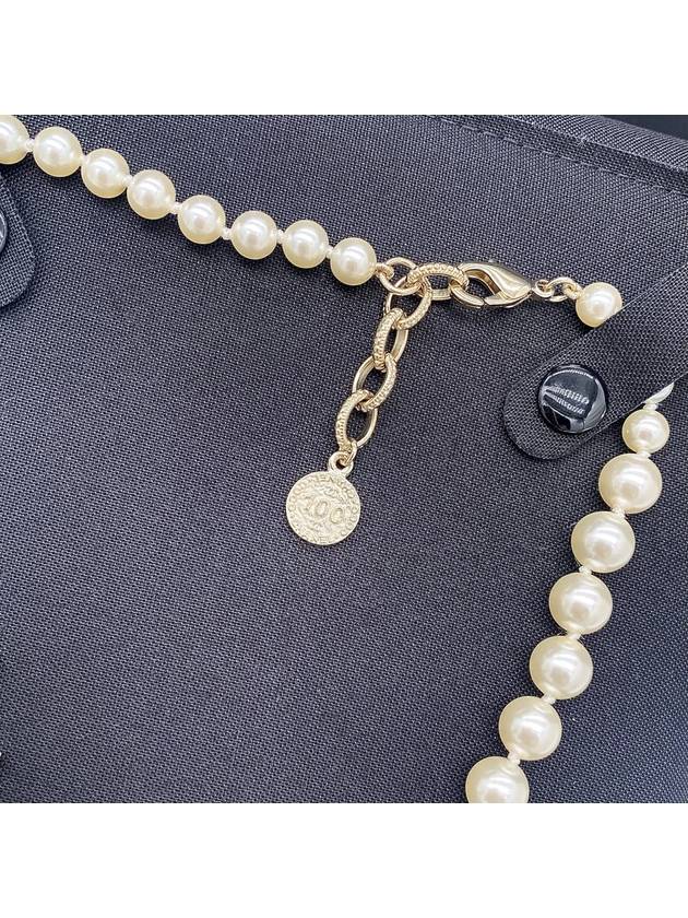 Necklace Metal Glass Pearls Resin & Gold Pearly White Crystal - CHANEL - BALAAN 6