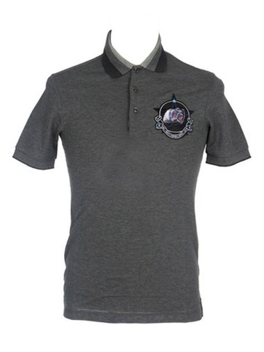 Waffen Patch Short Sleeve Polo Shirt Grey - GIVENCHY - BALAAN 1