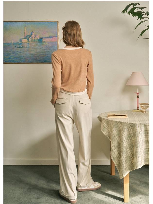 Crocus One Tuck Roll up Slacks Cream - MICANE - BALAAN 6