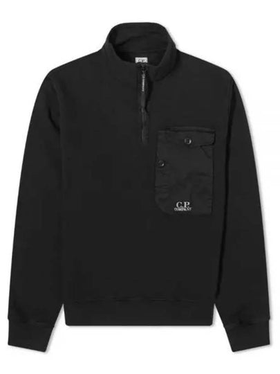 Cotton Fleece Mixed Zipped Sweatshirt Black - CP COMPANY - BALAAN 2