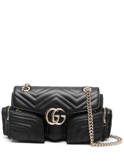 GG Marmont Small Multi Pocket Leather Shoulder Bag Black - GUCCI - BALAAN 2