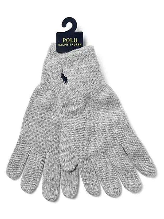 Logo Embroidered Gloves Gray - POLO RALPH LAUREN - BALAAN 2