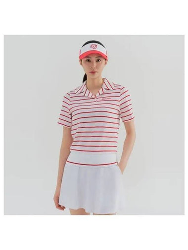 APPAREL Women s Striped Collar Short Sleeve T Shirt TWTYN6344 500 - TAYLORMADE - BALAAN 1