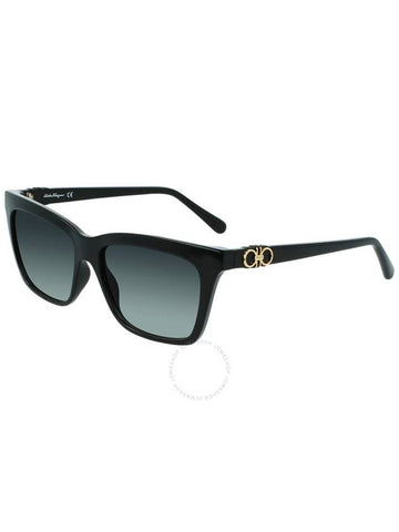 Salvatore Ferragamo Grey Rectangular Ladies Sunglasses SF1027S 001 55 - SALVATORE FERRAGAMO - BALAAN 1