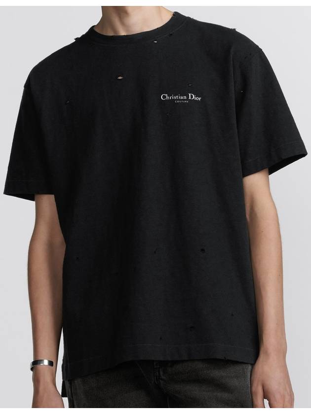 Couture Lettering Logo Short Sleeve T-Shirt Black - DIOR - BALAAN 3