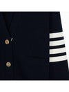 4 BAR sleeve navy women s wool V neck cardigan FKC207A 00014 415 - THOM BROWNE - BALAAN 3