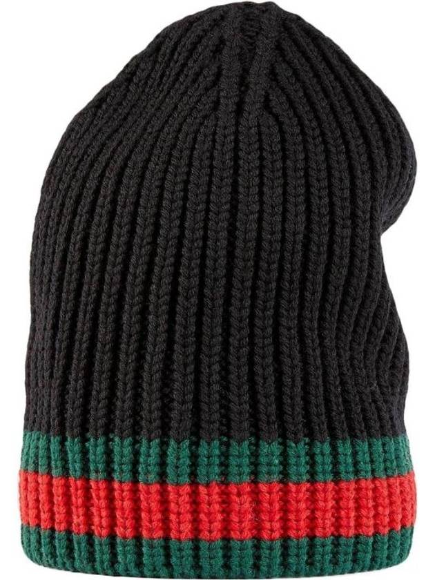 Web Wool Beanie Black - GUCCI - BALAAN 4