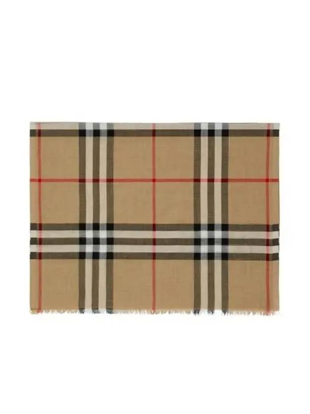 Check Wool Silk Scarf Beige - BURBERRY - BALAAN 5